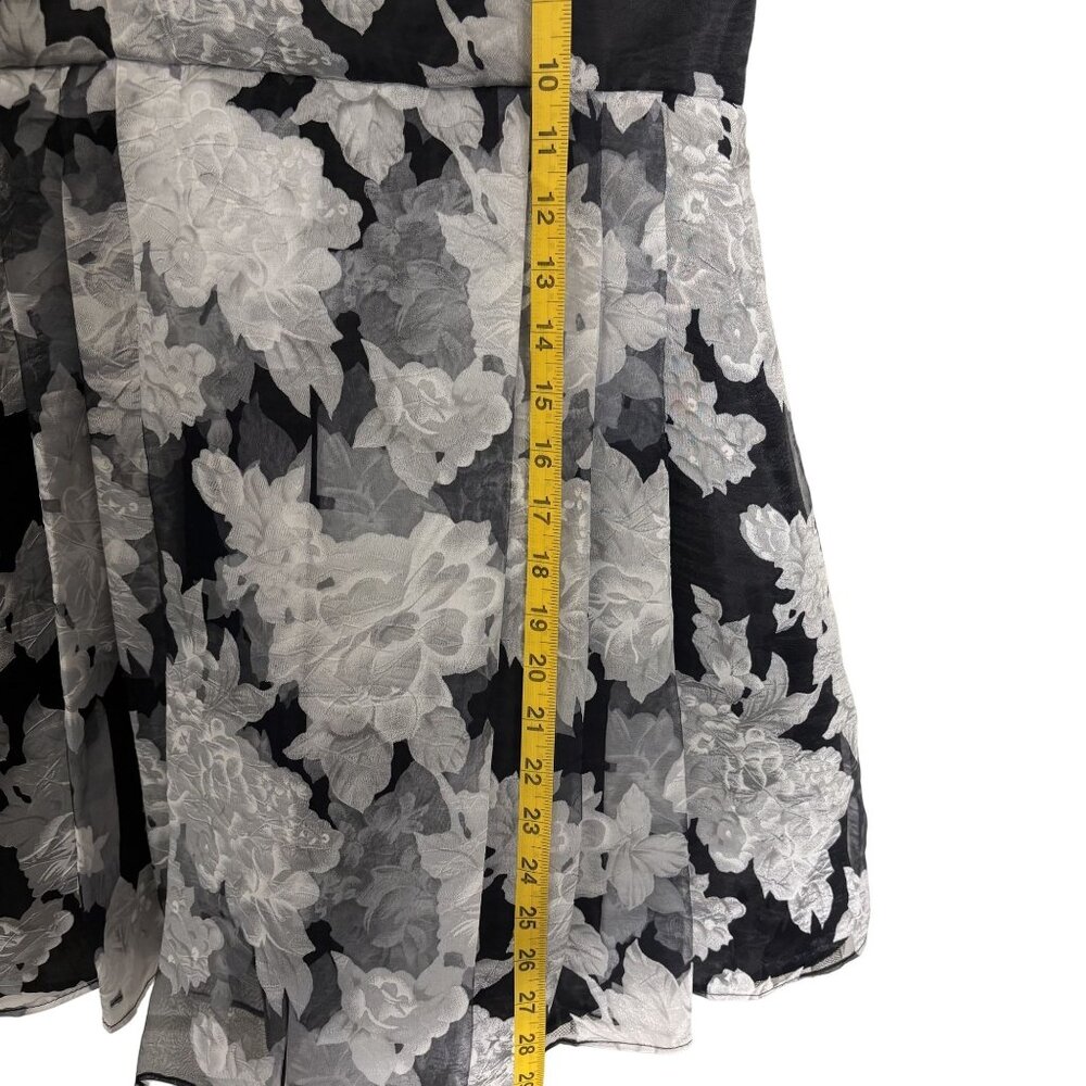 Betsy & Adam Strapless Black & White Floral Print Dress Size 12 Made In USA - Picture 8 of 16